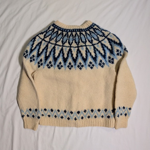 Vintage Finnwear 100% Wool Fair Isle Cardigan Sweater Womens Size M Nordic Knit - Picture 2 of 10